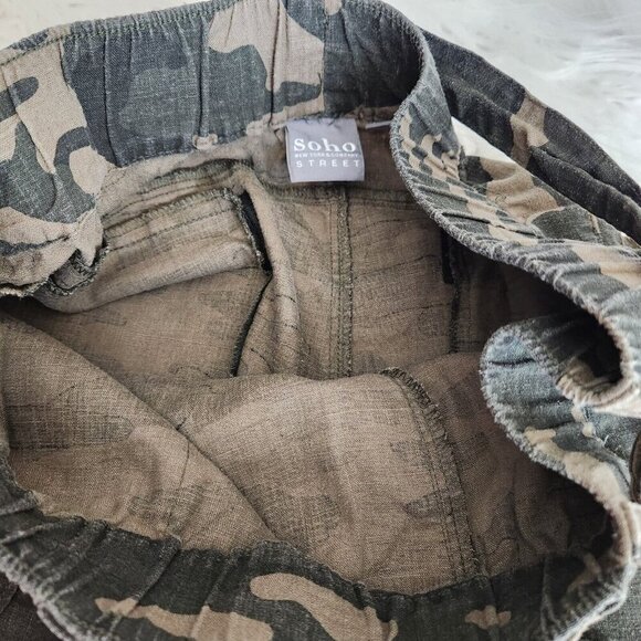 Soho Pants Women's M Camo Linen Drawstring Elastic Waist Casual Pull On - Picture 6 of 12